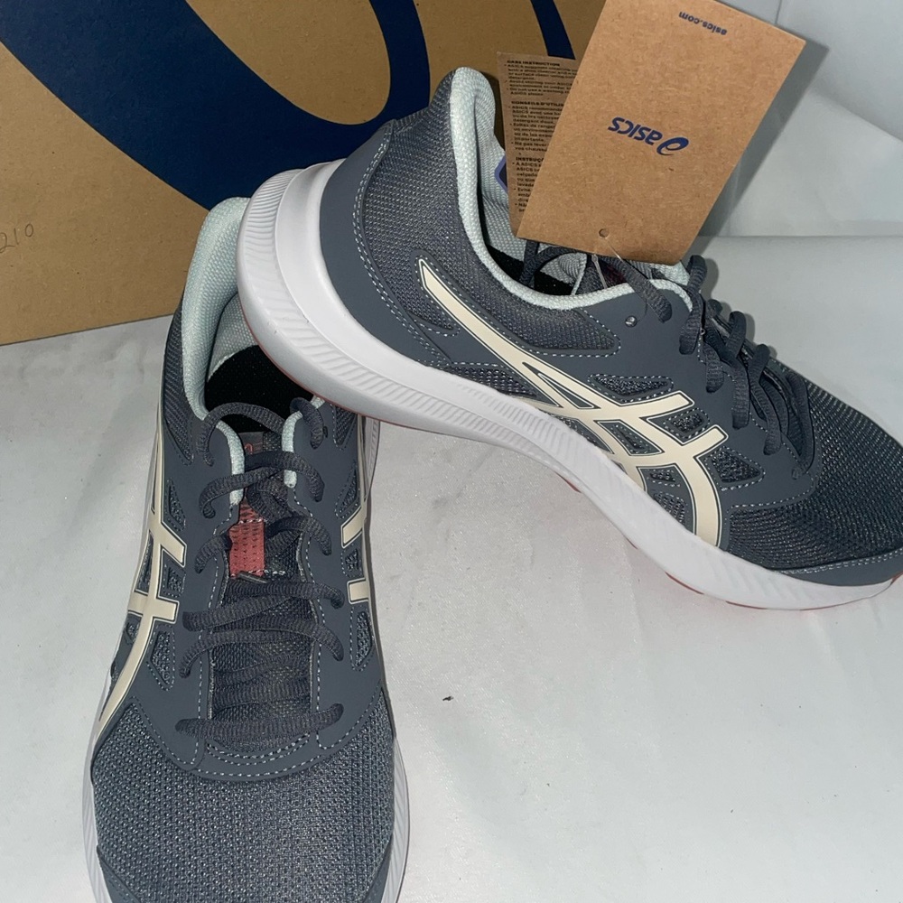 Asics Gray and Cream Athletic Running Shoes